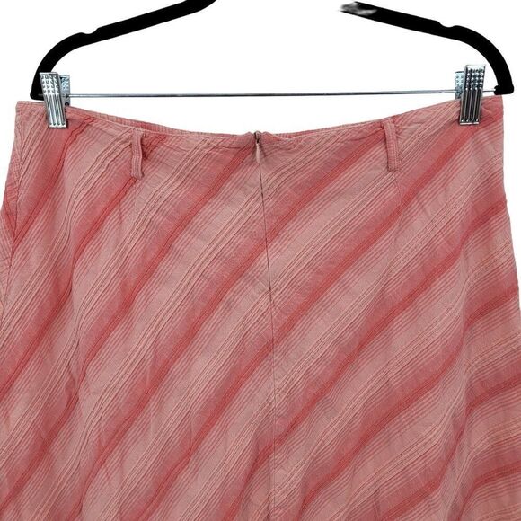 Vintage Skater Skirt 14 Pink Striped Textured A-Line 100% Cotton Knee Soft Girl - Picture 4 of 9